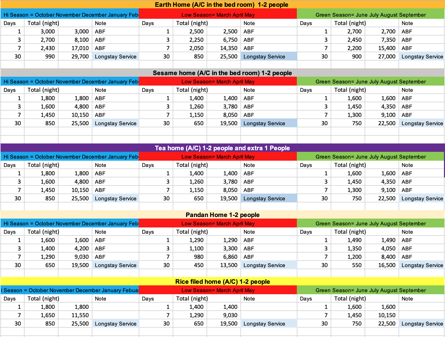 PaiNa PaiTa Home Booking Prices